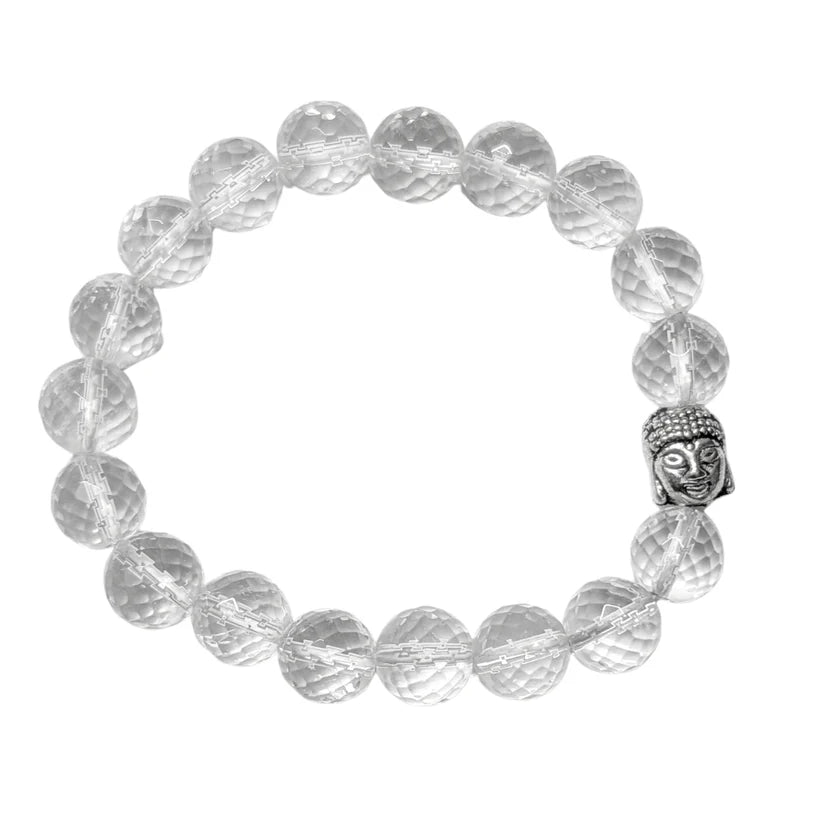 Clear Quartz AAA Quality Diamond Cut Bracelet To Dispelling Negative Energy-(10mm)