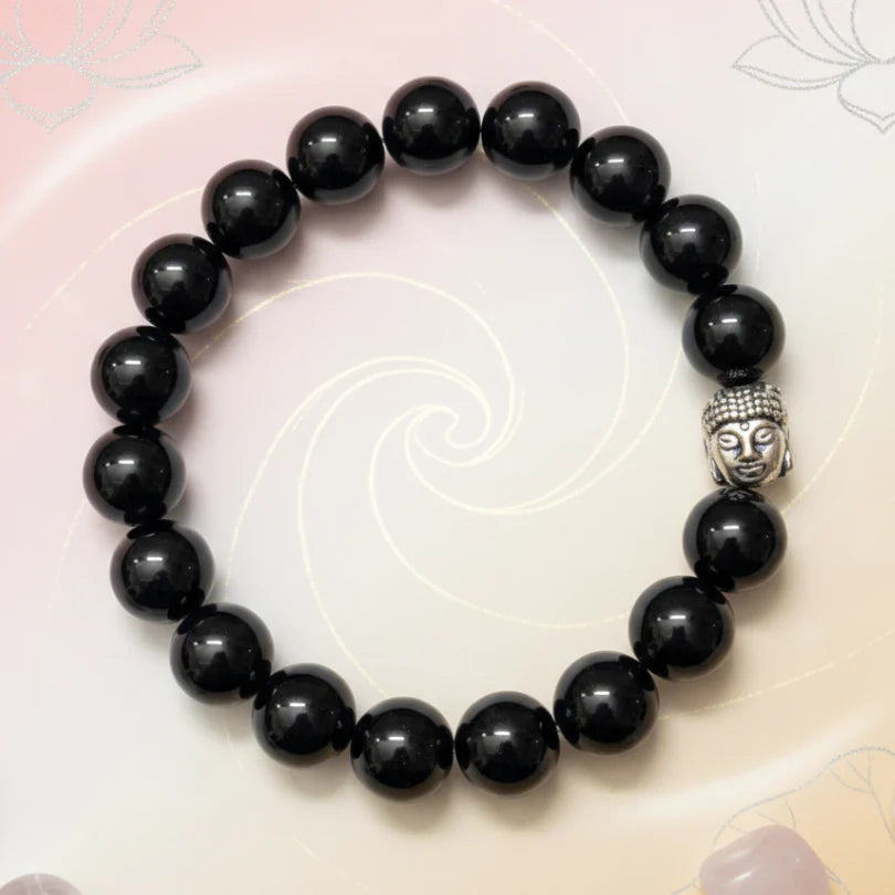 Black Tourmaline Bracelet To Shield Against Negative Vibes-(10mm)