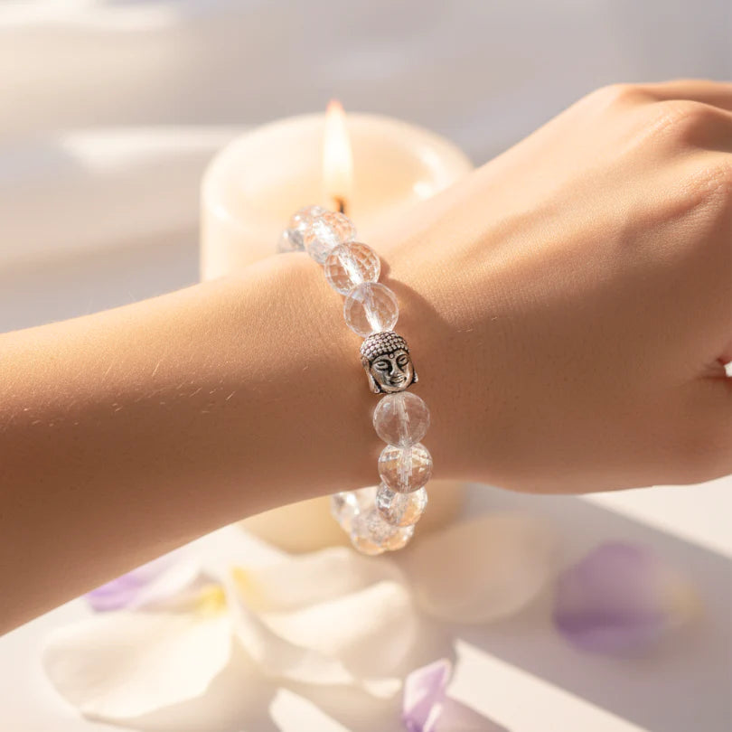 Clear Quartz AAA Quality Diamond Cut Bracelet To Dispelling Negative Energy-(10mm)